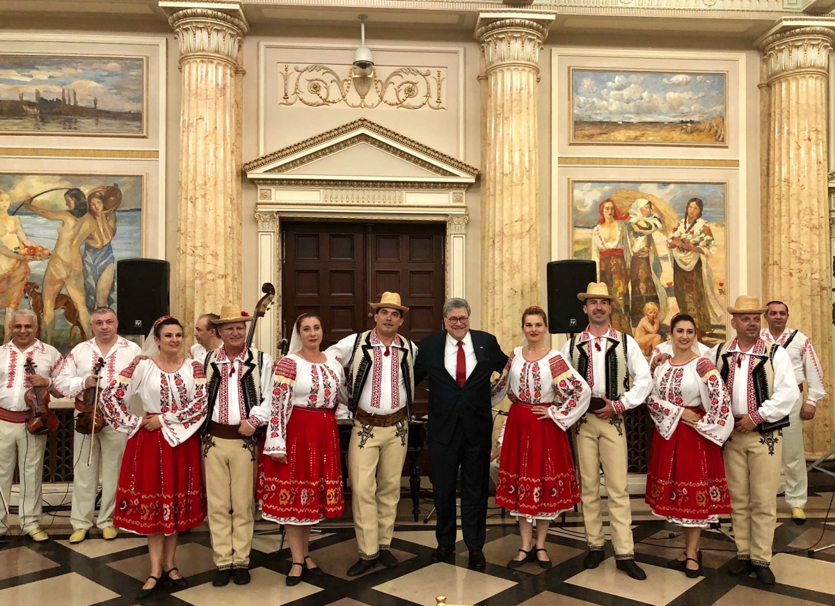 Attorney General Barr with Traditional Romanian Dancers