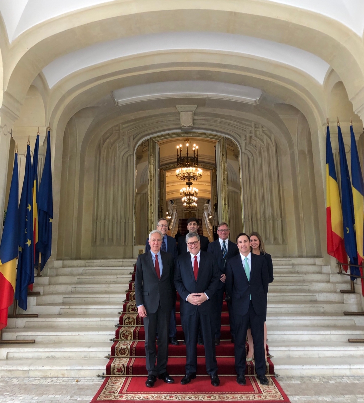 Attorney General Barr with Romanian Ambassador and DOJ staff