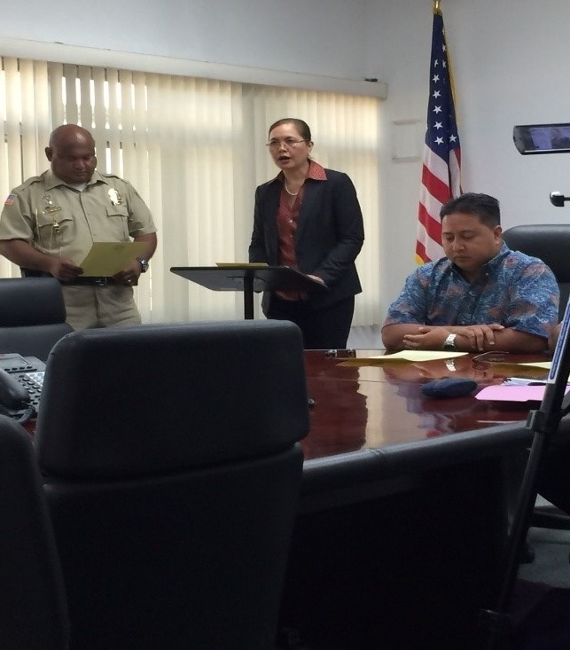 U.S. Attorney Alicia Limtiaco with NMI Department of Public Safety Commissioner Robert Guerrero and Governor of the NMI Ralph Torres at the Proclamation Signing for National Community Policing Week Picture of U.S. Attorney Alicia Limtiaco with NMI Department of Public Safety Commissioner Robert Guerrero and Governor of the NMI Ralph Torres at the Proclamation Signing for National Community Policing Week