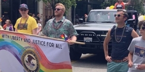 People marching in the Spokane Pride Parade 