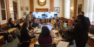 Members of the LGBTQI+ Working Group convene for the quarterly interagency meeting with LGBTQI+ community stakeholders.