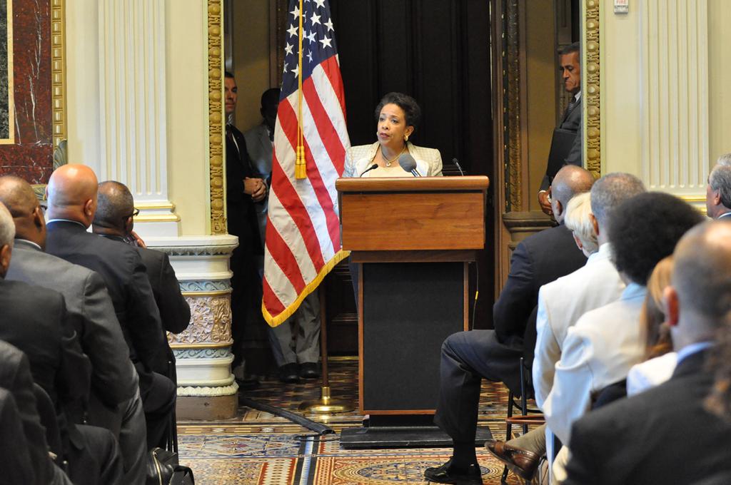 Attorney General Loretta E. Lynch delivers remarks at the White House Community Policing Forum. Attorney General Loretta E. Lynch delivers remarks at the White House Community Policing Forum.