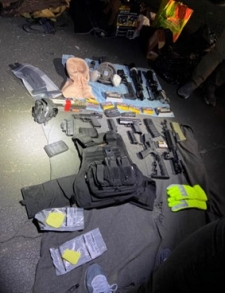 Picture of weapons and disguises seized