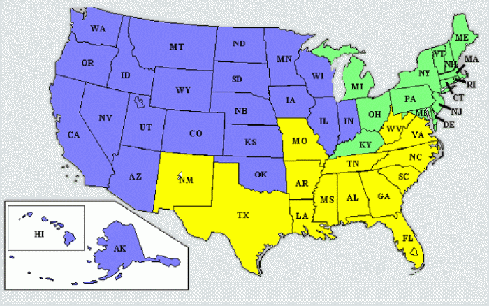 Map of Geographical Assignments of Tax Division's Criminal Enforcement Sections