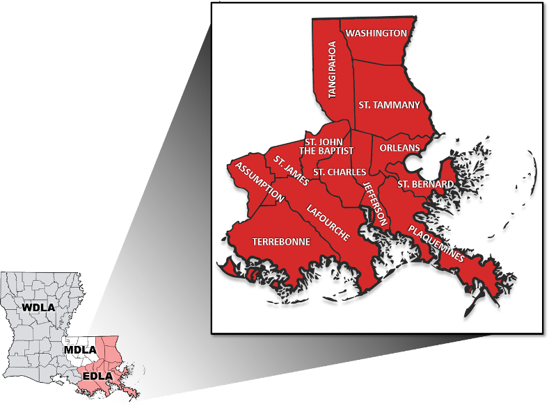 Map of the Eastern District of Louisiana